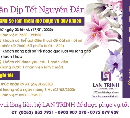 LAN TRINH THÔNG BÁO LỊCH LÀM VIỆC TẾT